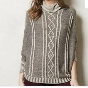 YOON‎ By Anthropologie Women's Cable Knit Cowl Neck Poncho Sweater Size XS/S